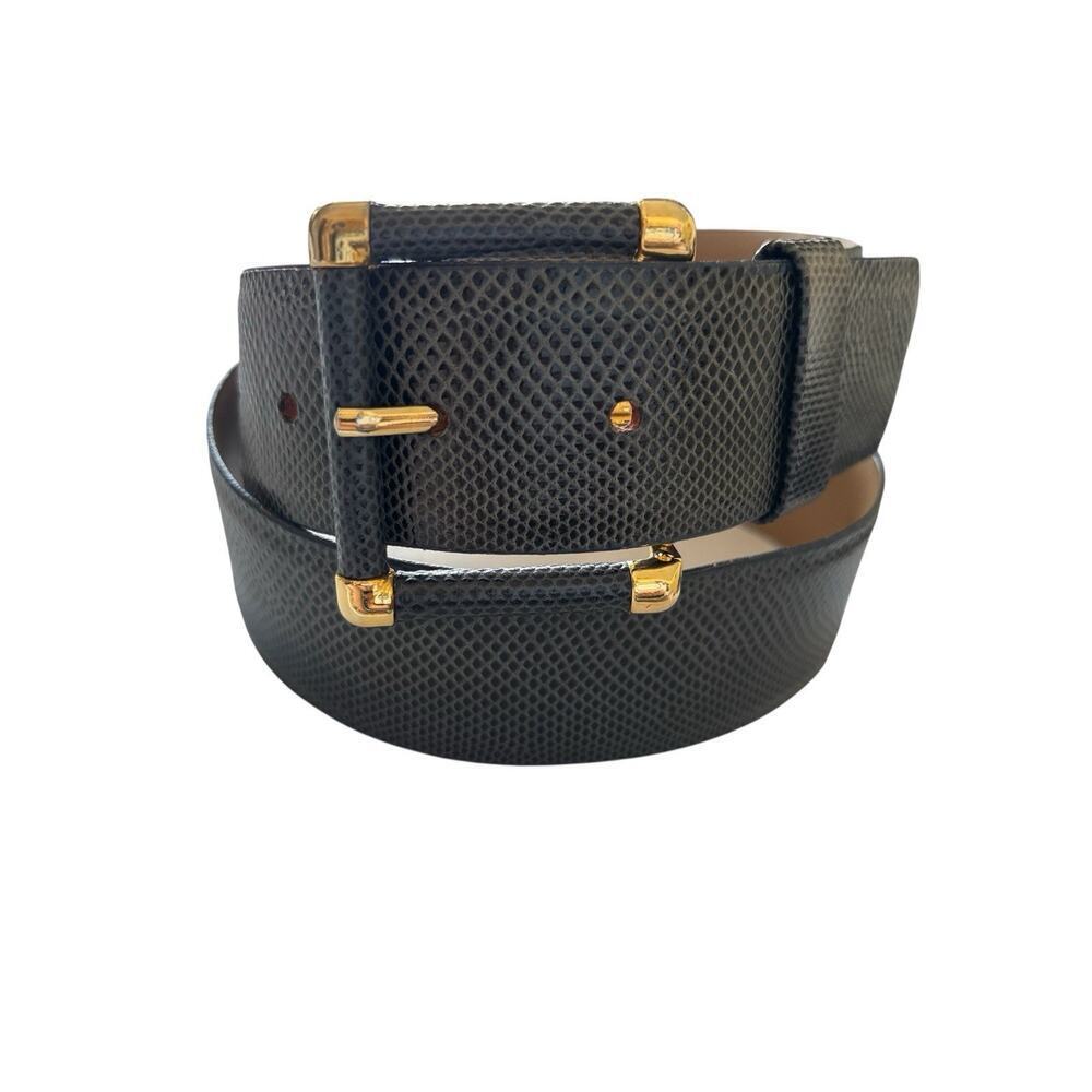 Emmanuel Genuine Reptile Belt Gold Buckle Size Medium Women’s Wide Vintage